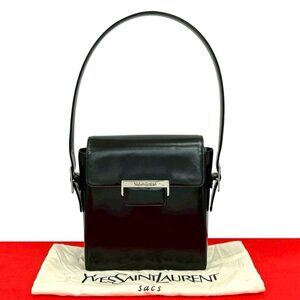 Saint Laurent Yves Vintage Logo Leather Shoulder Bag Black